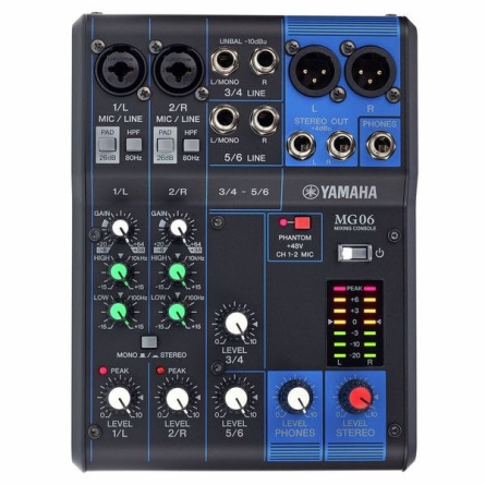 Mesa Yamaha mezcla MG06 4 canales sin efectos